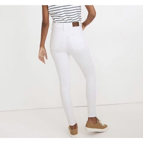 MADEWELL Womens 10" High-Rise Skinny Jeans EUC Sz 26 Pure White Stretch AJ233 - Picture 2 of 10